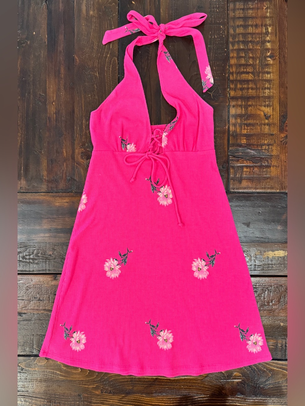 American Eagle Outfitters Ribbed Hot Pink Tank Top